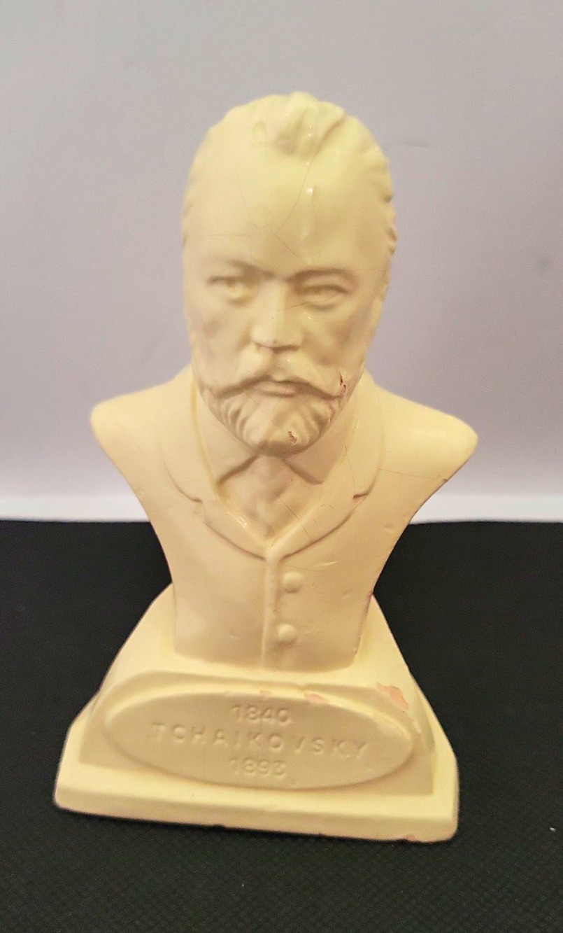 Tchaikovsky White resin Bust Figurine Matte Finish Small 1985